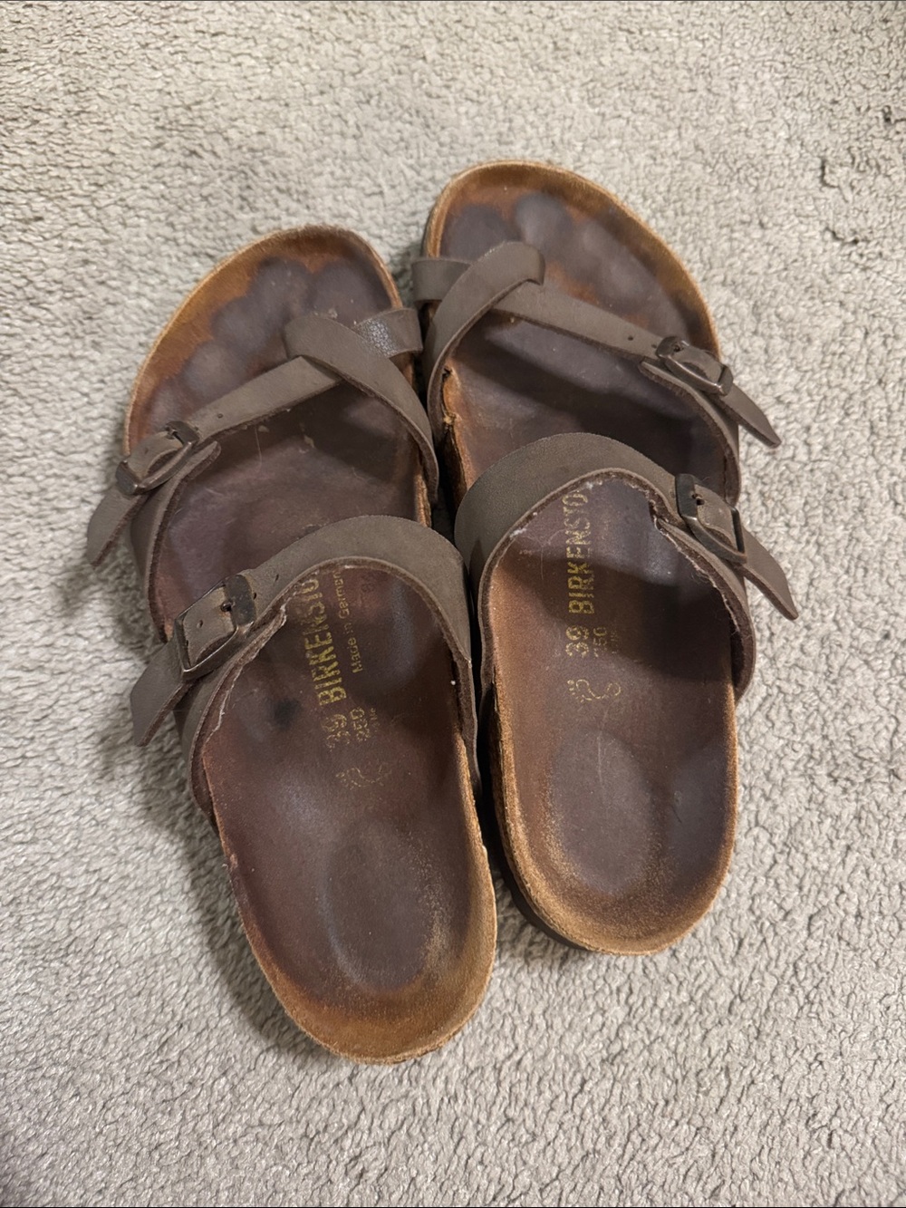 Birkenstock Brown Dual-Strap Leather Sandals